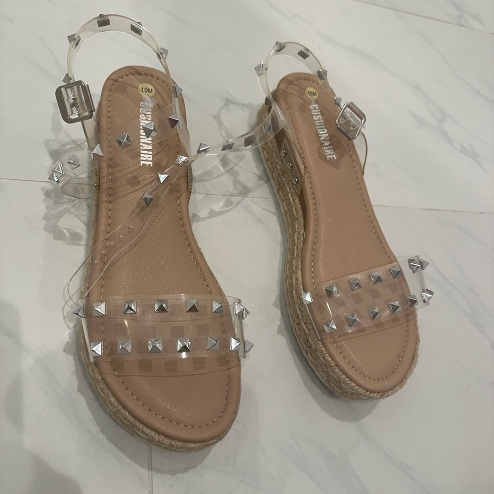 Tan and Silver Studded Sandals for Summer